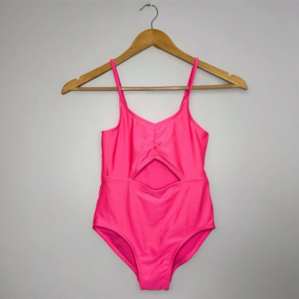 Art Class Kids Pink Swimsuit Size M (8) Hot Pink One Piece Adjustable Straps